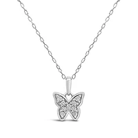 New Brilliance Lab Grown 0.10CTW Diamond Butterfly Pendant in Sterling Silver
