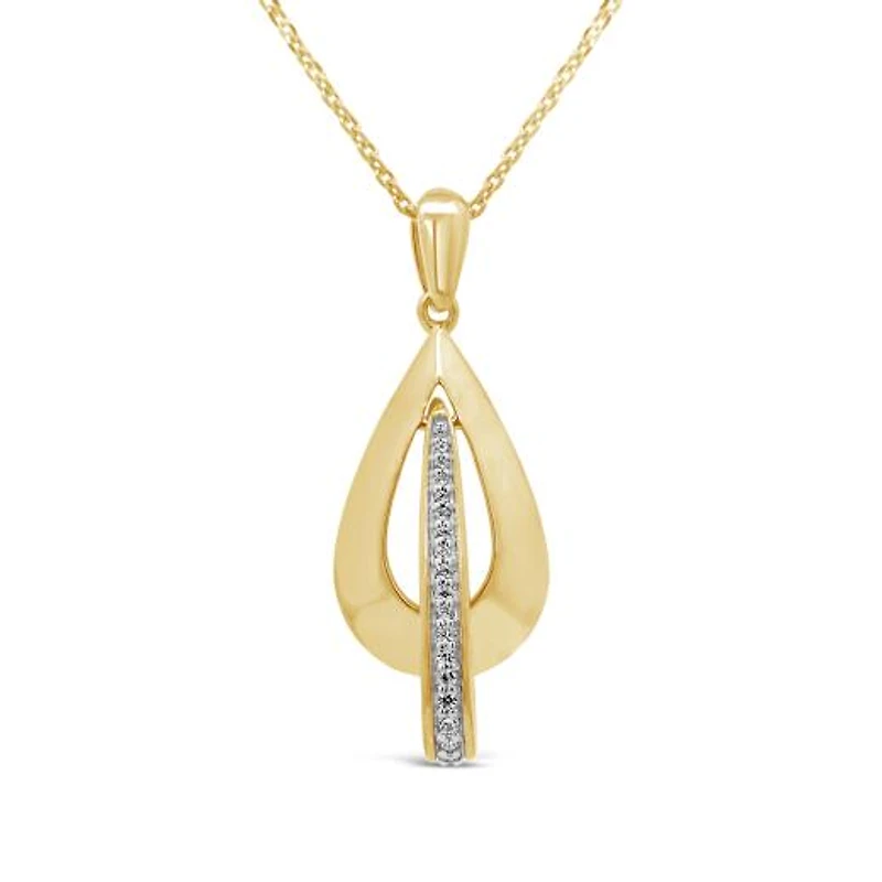 Lab Grown 0.14CTW Diamond Pendant in 18K Yellow Gold Vermeil