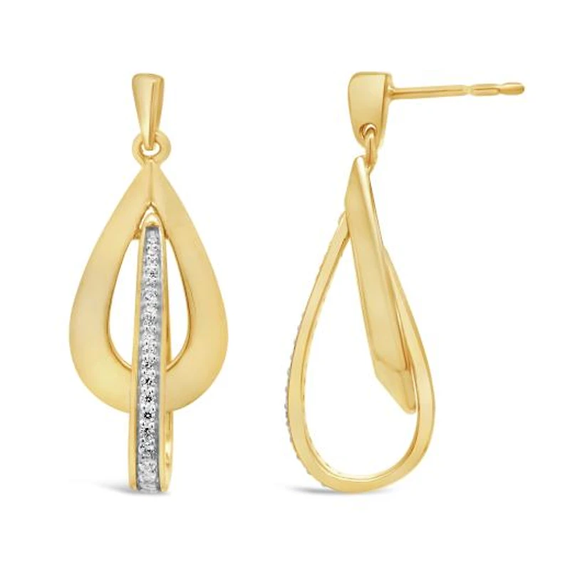 Lab Grown 0.23CTW Diamond Dangle Earrings in 18K Yellow Gold Vermeil