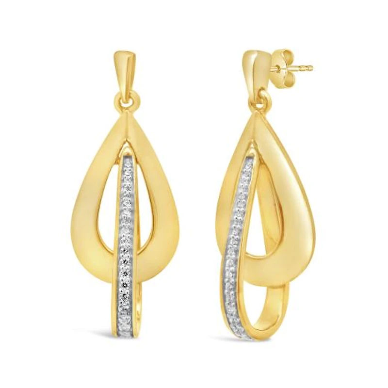 Lab Grown 0.23CTW Diamond Dangle Earrings in 18K Yellow Gold Vermeil