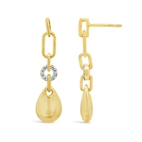 Diamond Paperclip Earrings in 18K Yellow Gold Vermeil