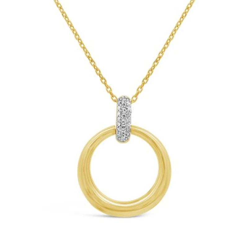 Lab Grown Diamond Circle Pendant in 18K Yellow Gold Vermeil