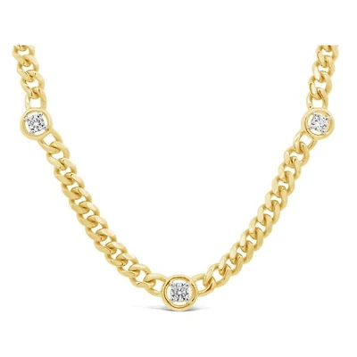 Lab Grown 0.18CTW Diamond Curb Necklace in 18K Yellow Gold Vermeil
