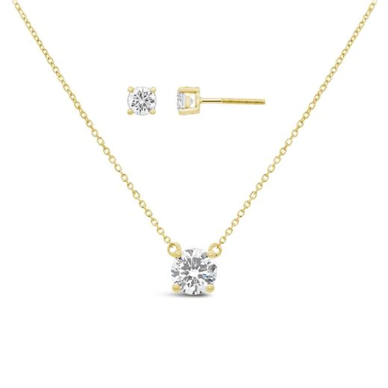 New Brilliance Lab Grown 1.00CTW Diamond Earring Pendant Set in 10K Yellow Gold