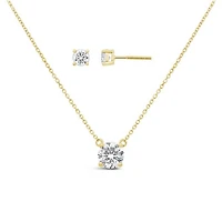 New Brilliance Lab Grown 1.00CTW Diamond Earring Pendant Set in 10K Yellow Gold