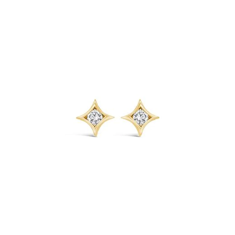 New Brilliance Lab Grown 0.25CTW Diamond Solitaire Earrings in 10K Yellow Gold