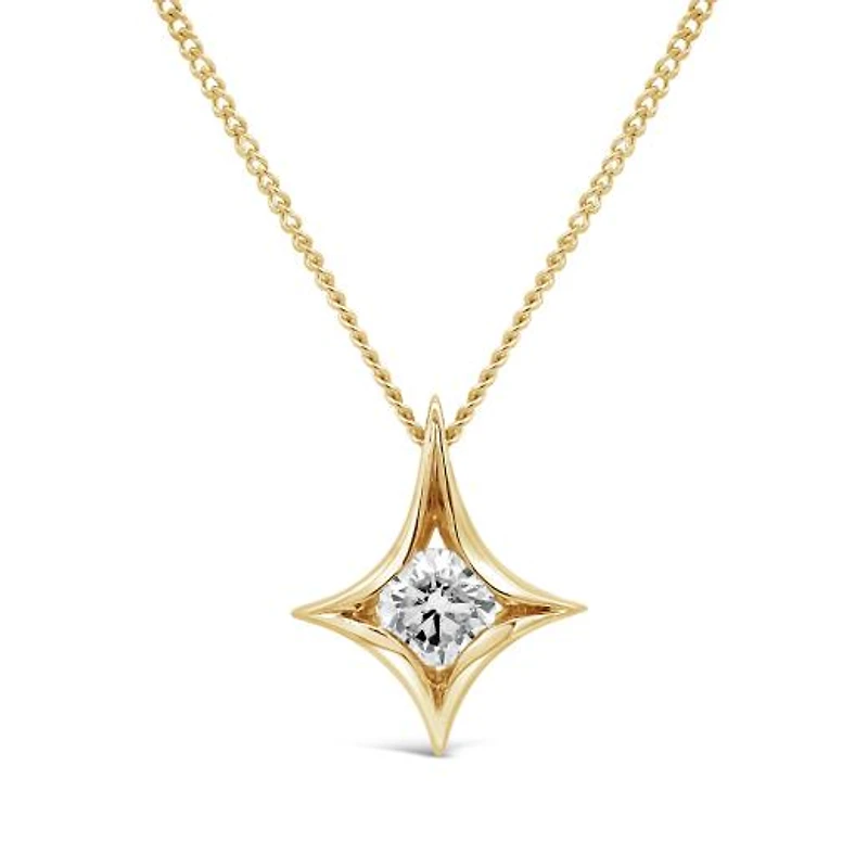 New Brilliance Lab Grown 0.25CT Solitaire Diamond Pendant in 10K Yellow Gold