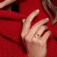 Julianna B Sterling Silver Created Ruby & 6-6.5mm Pearl Ring