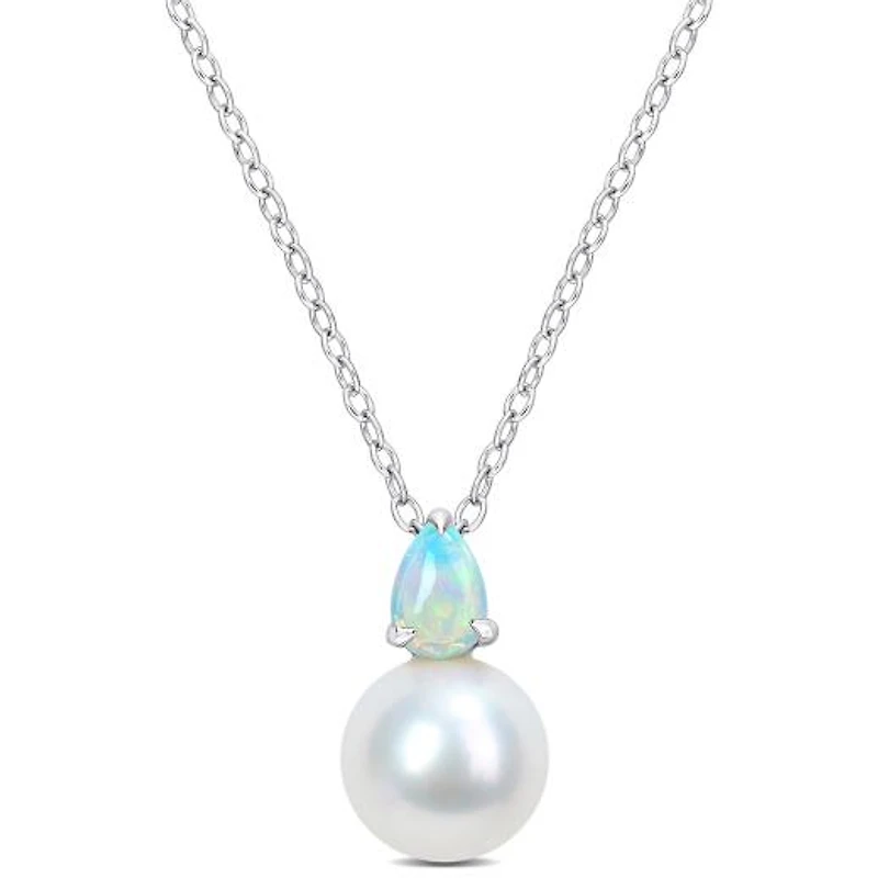 Julianna B Sterling Silver Opal & 8.5-9MM Pearl Pendant
