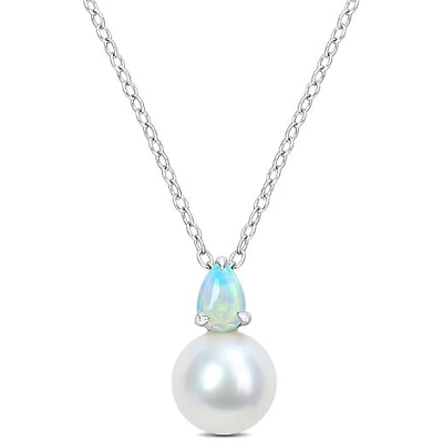 Julianna B Sterling Silver Opal & 8.5-9MM Pearl Pendant