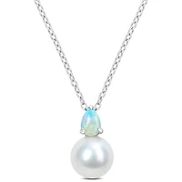 Julianna B Sterling Silver Opal & 8.5-9MM Pearl Pendant