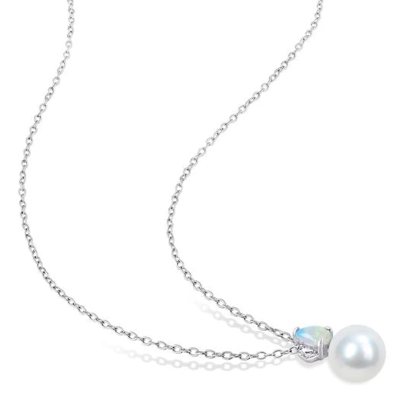 Julianna B Sterling Silver Opal & 8.5-9MM Pearl Pendant