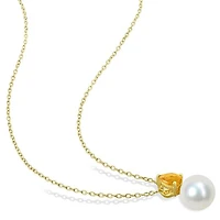 Julianna B Yellow Plated Sterling Silver Citrine & 8.5-9MM Pearl Pendant