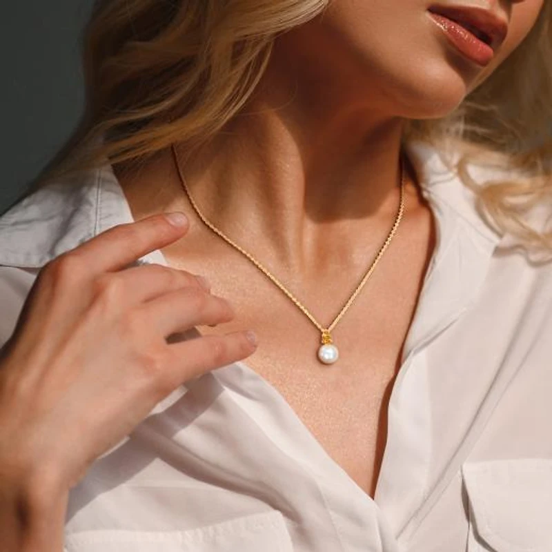 Julianna B Yellow Plated Sterling Silver Citrine & 8.5-9MM Pearl Pendant