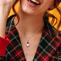Julianna B 10K White Gold Garnet & 8-8.5MM Pearl Pendant