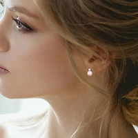 Julianna B 10K White Gold Created White Sapphire & 8-8.5MM Pearl Earrings