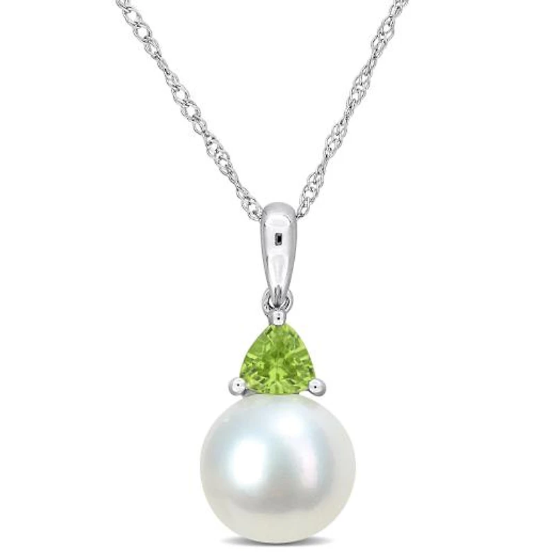 Julianna B 10K White Gold Peridot & 8-8.5MM Pearl Pendant