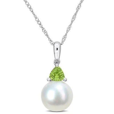 Julianna B 10K White Gold Peridot & 8-8.5MM Pearl Pendant