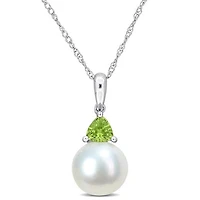 Julianna B 10K White Gold Peridot & 8-8.5MM Pearl Pendant