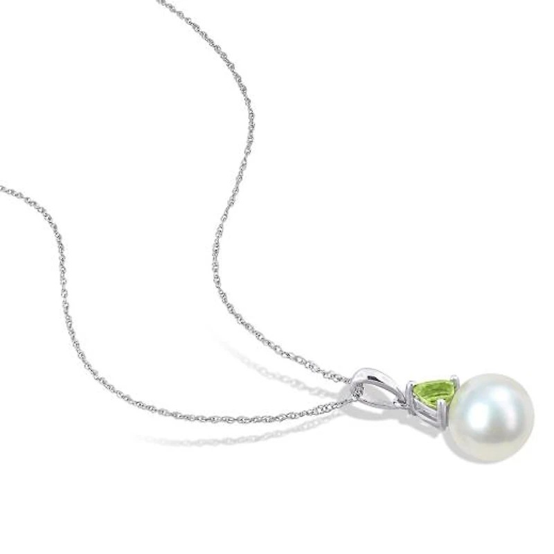 Julianna B 10K White Gold Peridot & 8-8.5MM Pearl Pendant