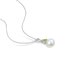 Julianna B 10K White Gold Peridot & 8-8.5MM Pearl Pendant