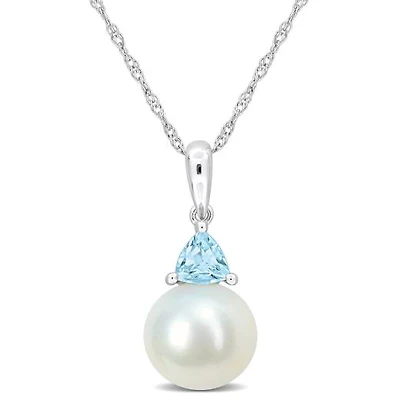 Julianna B 10K White Gold Opal & 8-8.5MM Pearl Pendant