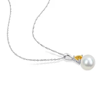 Julianna B 10K White Gold Citrine & 8-8.5MM Pearl Pendant