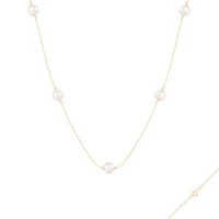 14K Yellow Gold Tin Cup 7mm Freshwater Pearl 18" Necklace