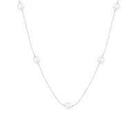 14K White Gold Tin Cup 7mm Freshwater Pearl 18" Necklace
