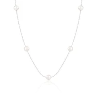 14K White Gold Tin Cup 7mm Freshwater Pearl 18" Necklace
