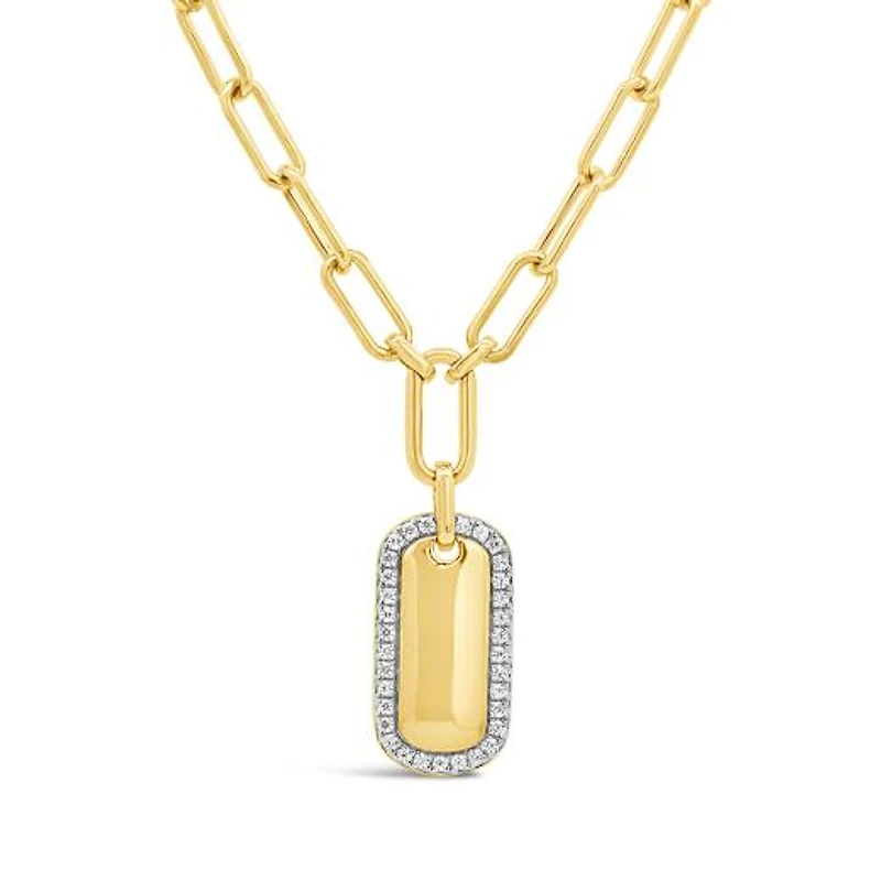 Lab Grown 0.23CTW Diamond Paperclip Necklace in 18K Yellow Gold Vermeil
