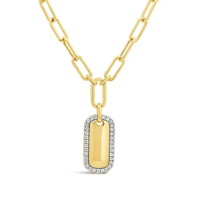 Lab Grown 0.23CTW Diamond Paperclip Necklace in 18K Yellow Gold Vermeil