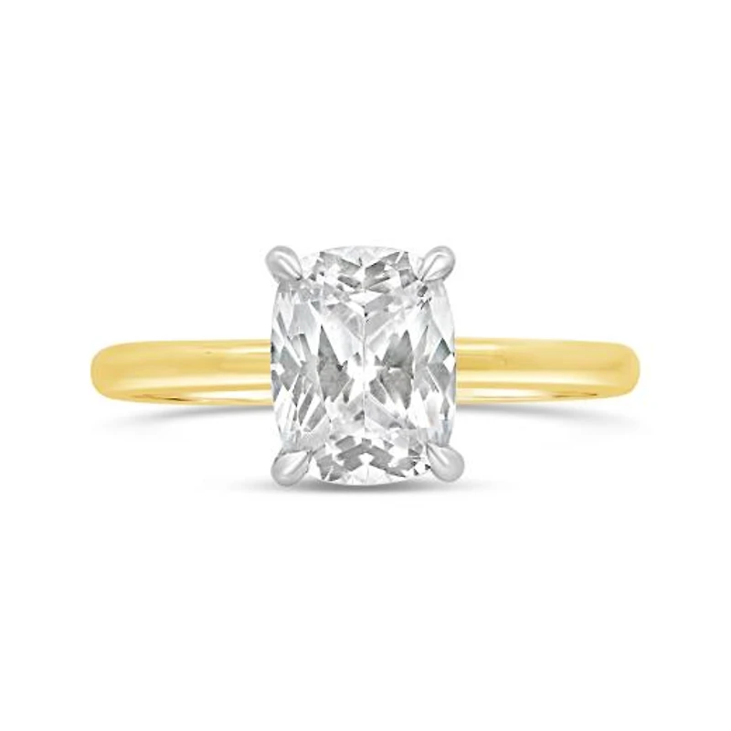 New Brilliance Lab Grown 2.07CTW Cushion Diamond Ring in 14K Yellow & White Gold