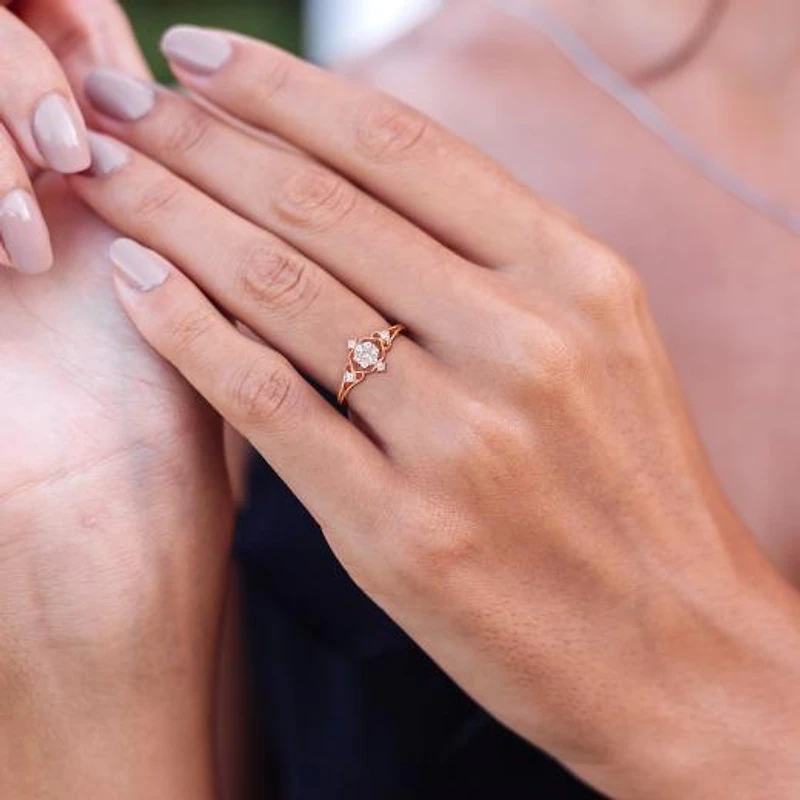 Julianna B 0.17CTW Diamond Cluster Ring in 10K Rose Gold