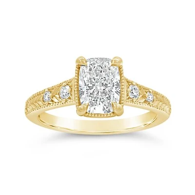 New Brilliance Lab Grown 1.62CTW Cushion Cut Diamond Ring in 14K Yellow Gold