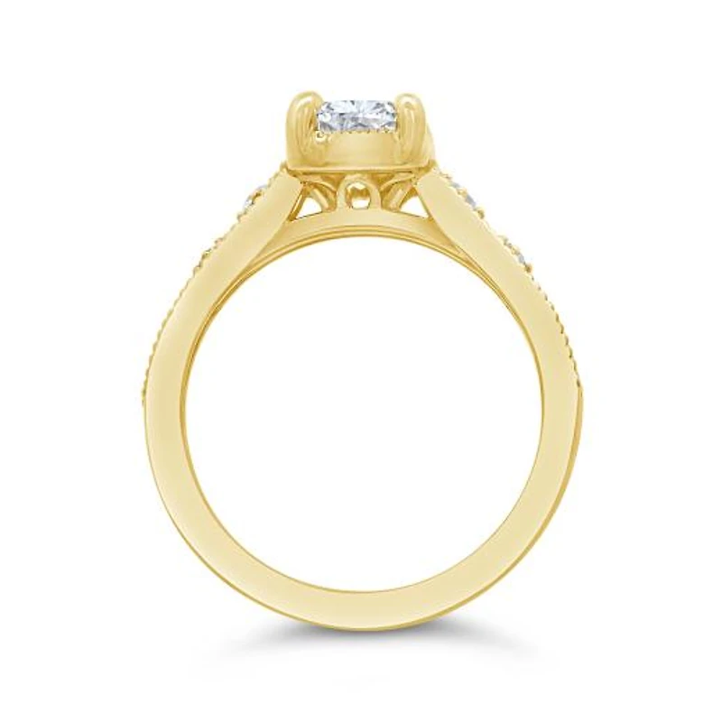 New Brilliance Lab Grown 1.62CTW Cushion Cut Diamond Ring in 14K Yellow Gold