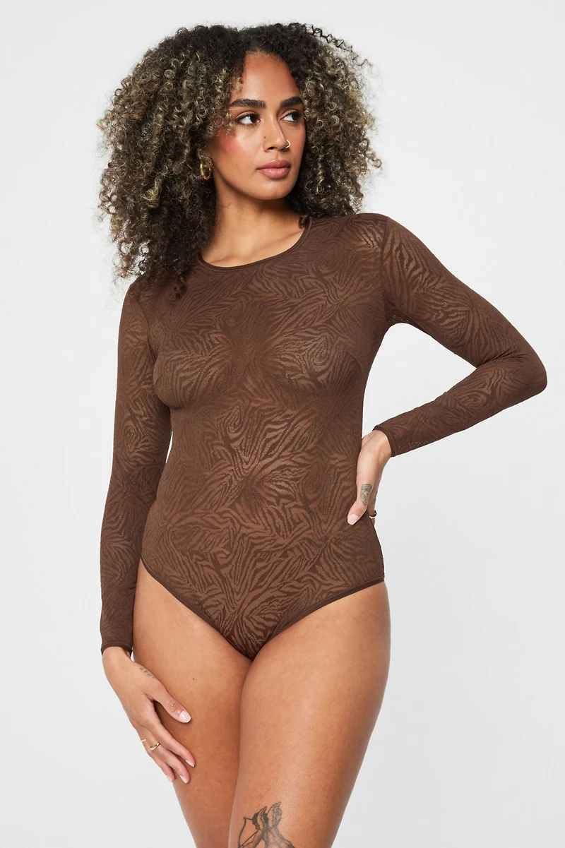 Hot Mesh Long Sleeve Bodysuit