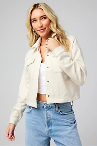 Cozy Fleece Cropped Shirt Jacket
