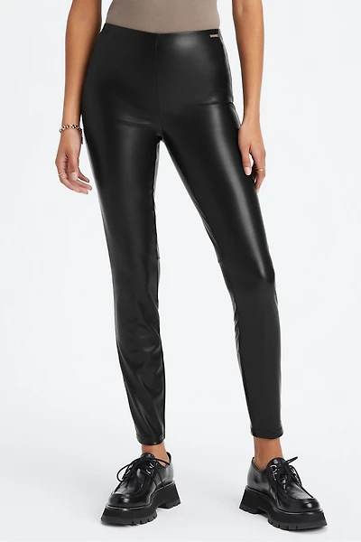 Vegan Leather Pull On Legging