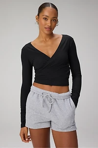 Modal Rib V-Neck Crop L/S Top