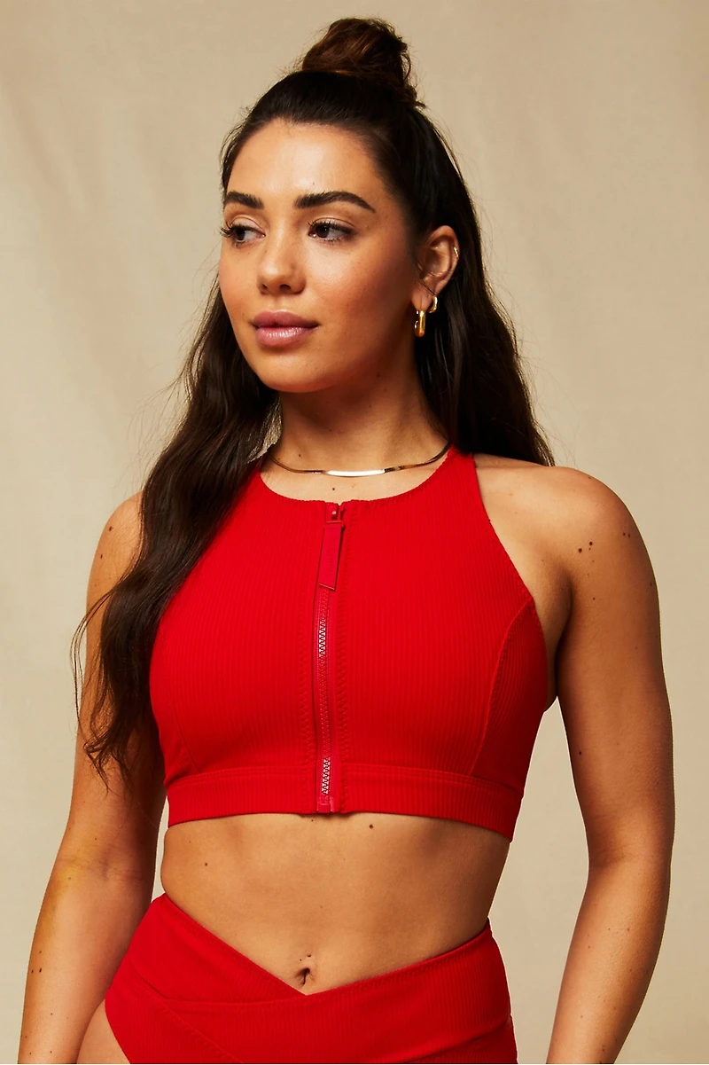 High Tide Zip-Front Swim Top