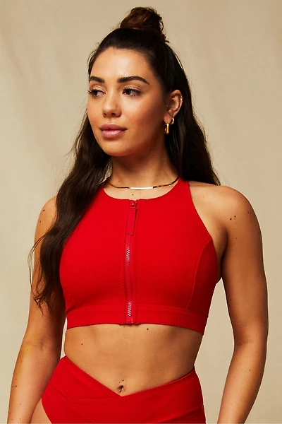 High Tide Zip-Front Swim Top
