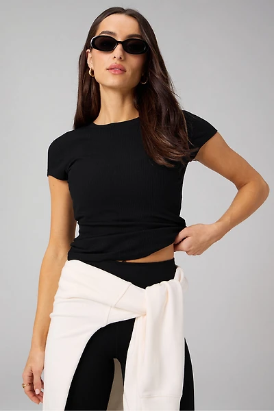 Modal Rib Short-Sleeve Top