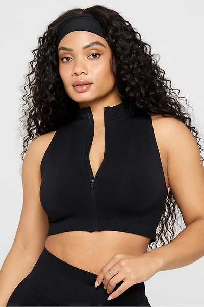 Sleek Seamless Zip Crop Top