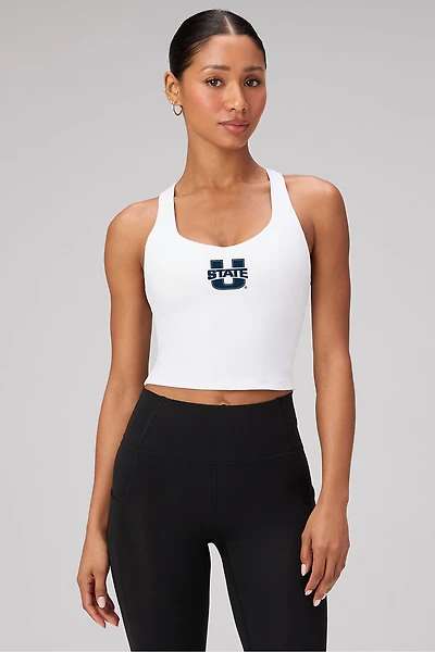 Utah State University Anywhere Cropped Built-In Bra Tank