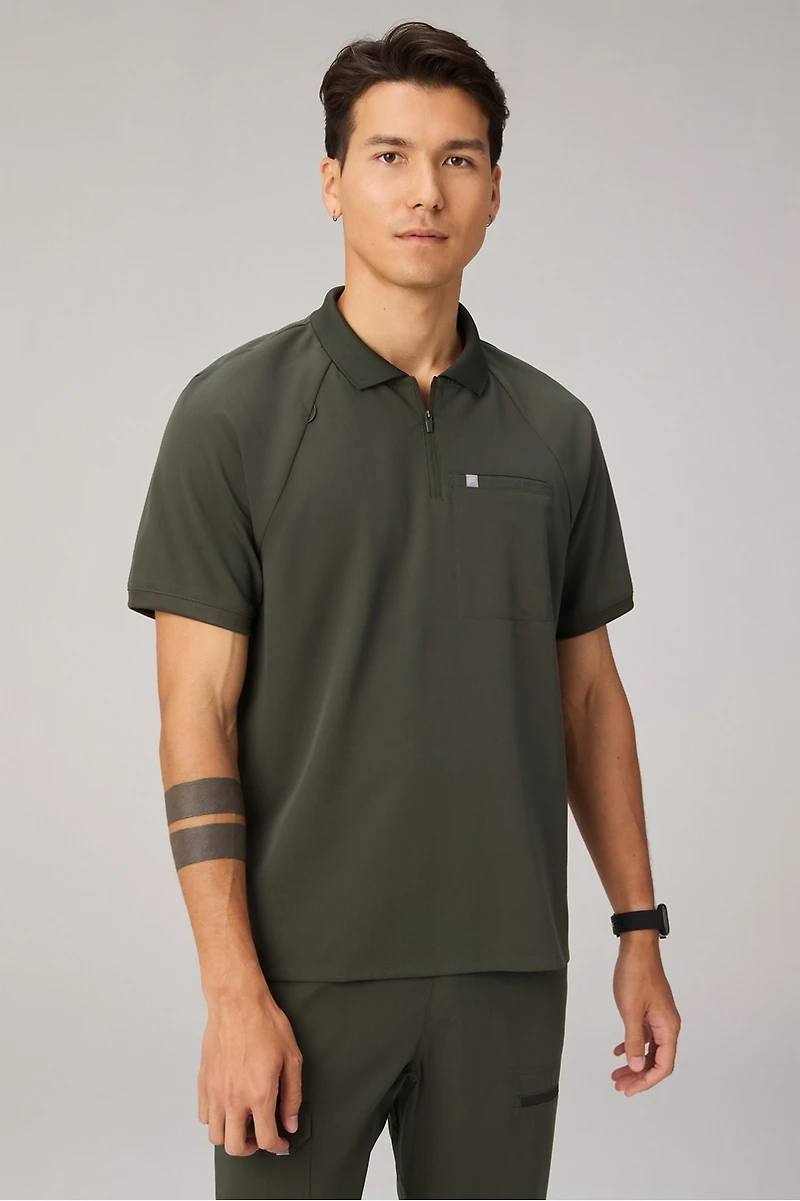 All-Day Scrub Zip Polo