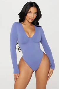 Nearly Naked Shapewear Plunge Long Sleeve Bodysuit