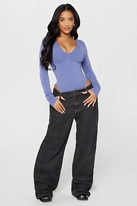 Nearly Naked Shapewear Plunge Long Sleeve Bodysuit