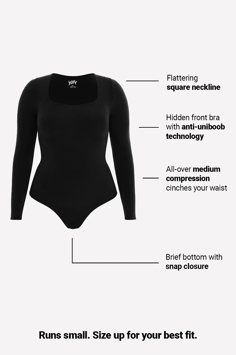Nearly Naked Shapewear Square Neck Long Sleeve Bodysuit