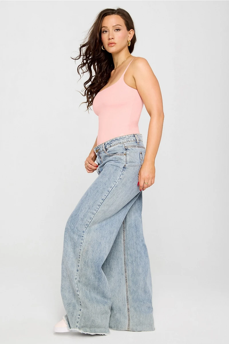 Snug Cotton Strappy Thong Bodysuit